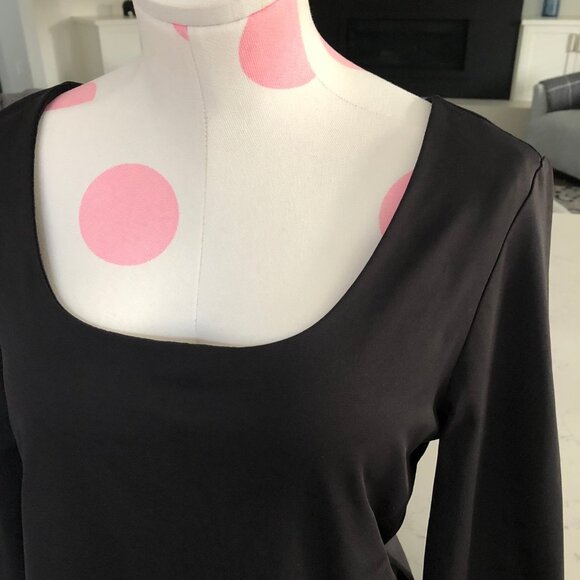 Monsoon Classic Neutral Scoop Neck 3/4 Sleeve Top Black Sz L NWT - Picture 4 of 9